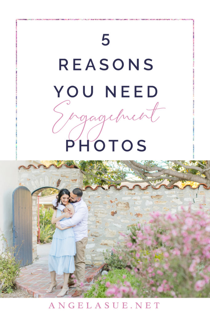 5 Reasons You Need Engagement Photos - couple in embrace in Monterey garden - Angela Sue Photography